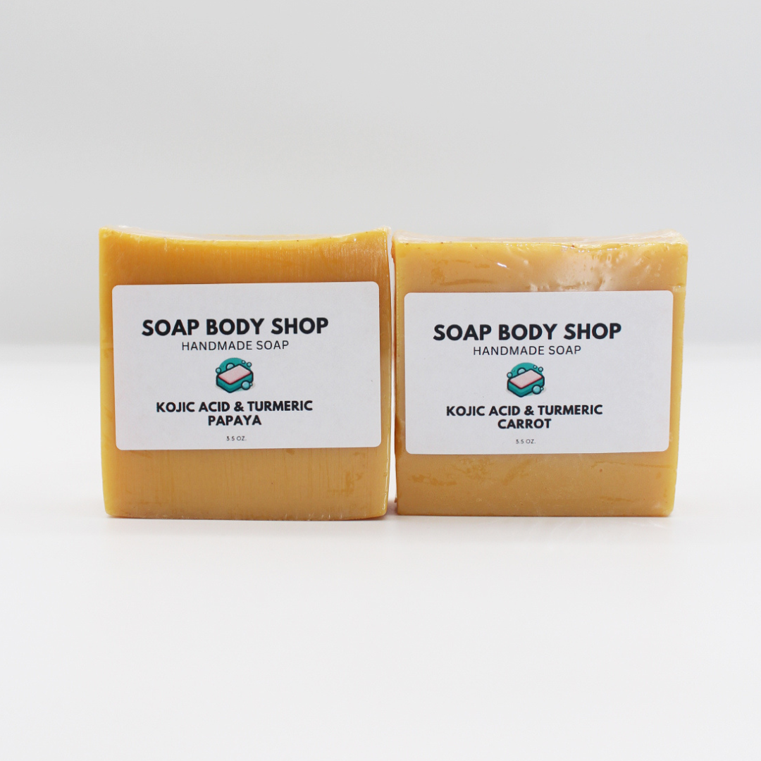Kojic Acid & Turmeric Papaya, Kojic Acid & Turmeric Carrot β 2 Piece Unscented Gentle Formula - 3.5 oz Each