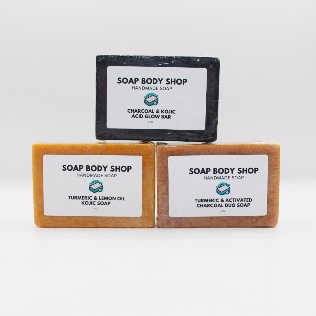Turmeric & Lemon Kojic Acid, Activated Charcoal & Kojic Acid, Turmeric & Charcoal Duo β 3 Piece - 4 oz