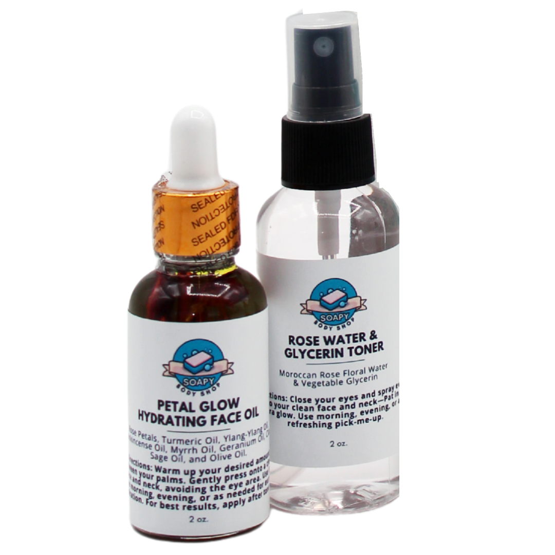 2-Piece Hydrating Skincare Set – Face & Body Oil + Rose Water Toner
