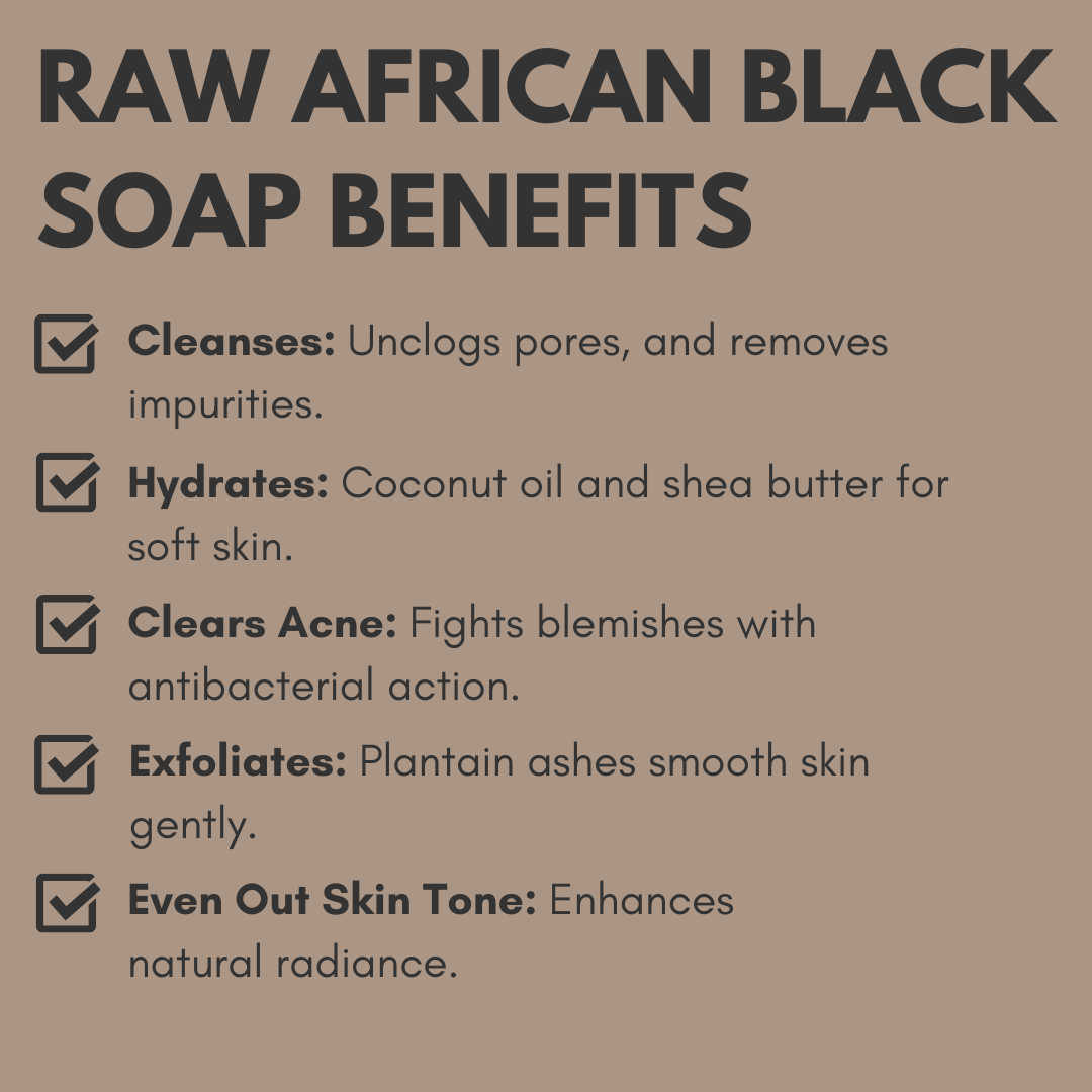 African Black Soap Duo: Raw African Black Soap+ African Black Soap & Honey 8oz Each