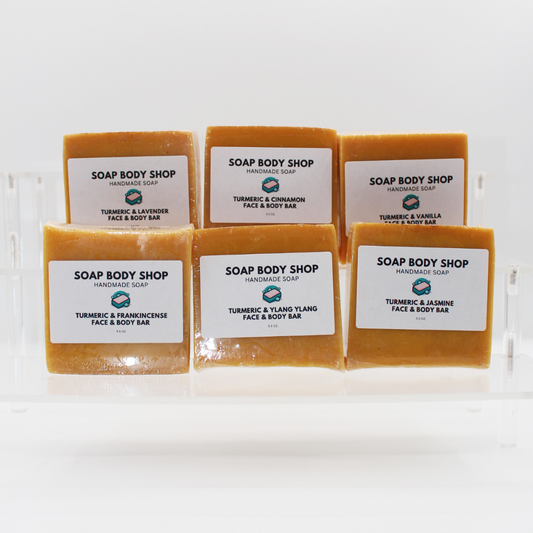 Turmeric Soaps - 6 Pack - Lavender, Cinnamon, Vanilla, Frankincense, Ylang Ylang, Jasmine - Gentle Formula, No Kojic Acid3.5 oz