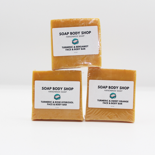 Turmeric & Bergamot, Turmeric & Rose Hydrosol, Turmeric & Sweet Orange - Gentle Formula - No Kojic Acid - 3.5 oz Each