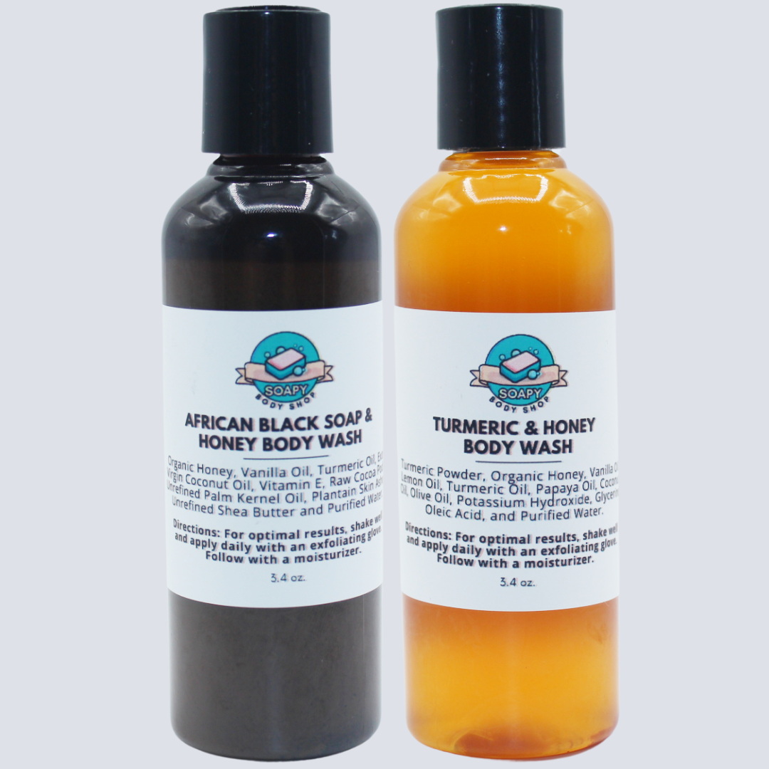 Honey Duo: Turmeric & Honey + African Black Soap & Honey - 3.4oz Each