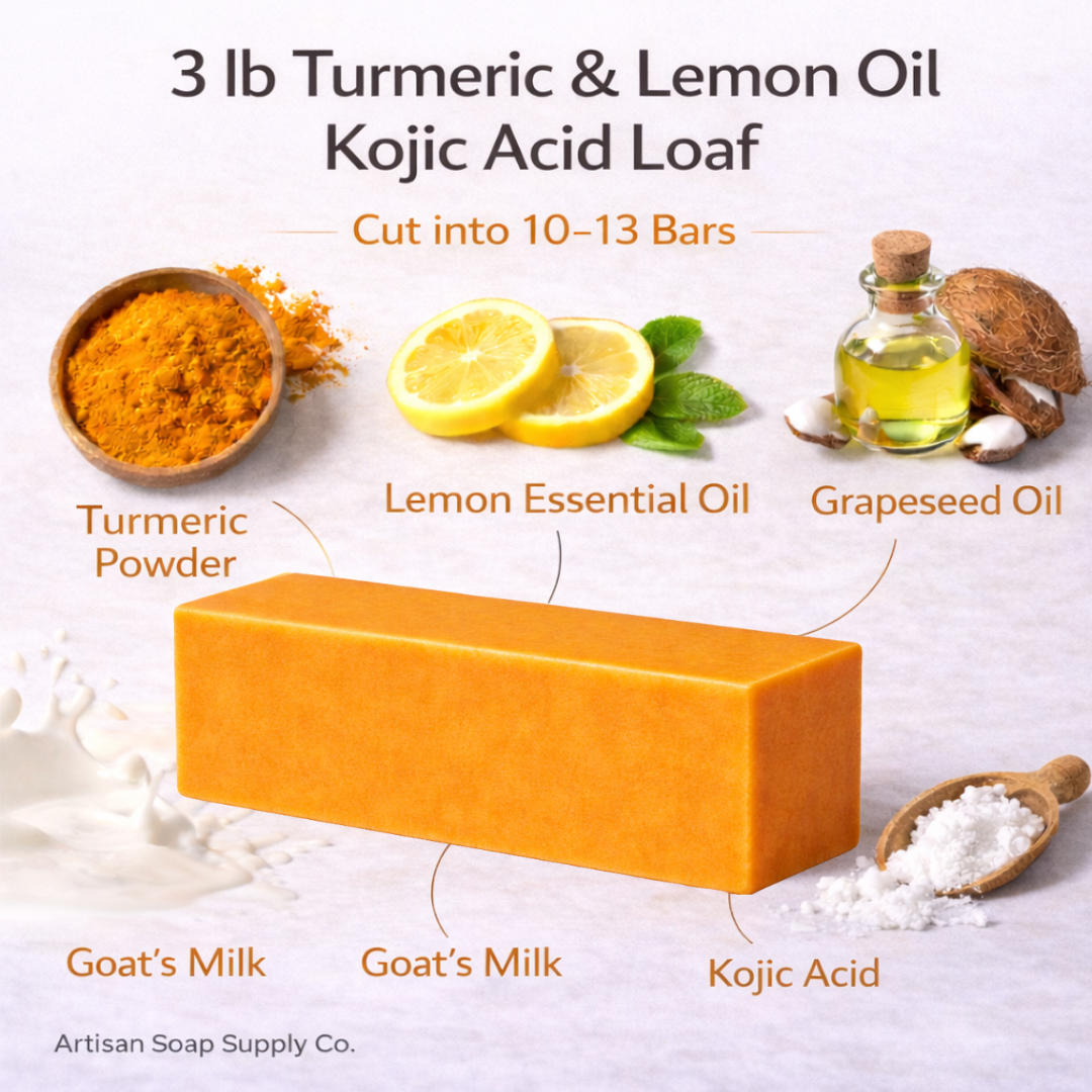 Turmeric & Lemon Essential Oil Kojic Soap Loaf - 3 LB (Uncut)