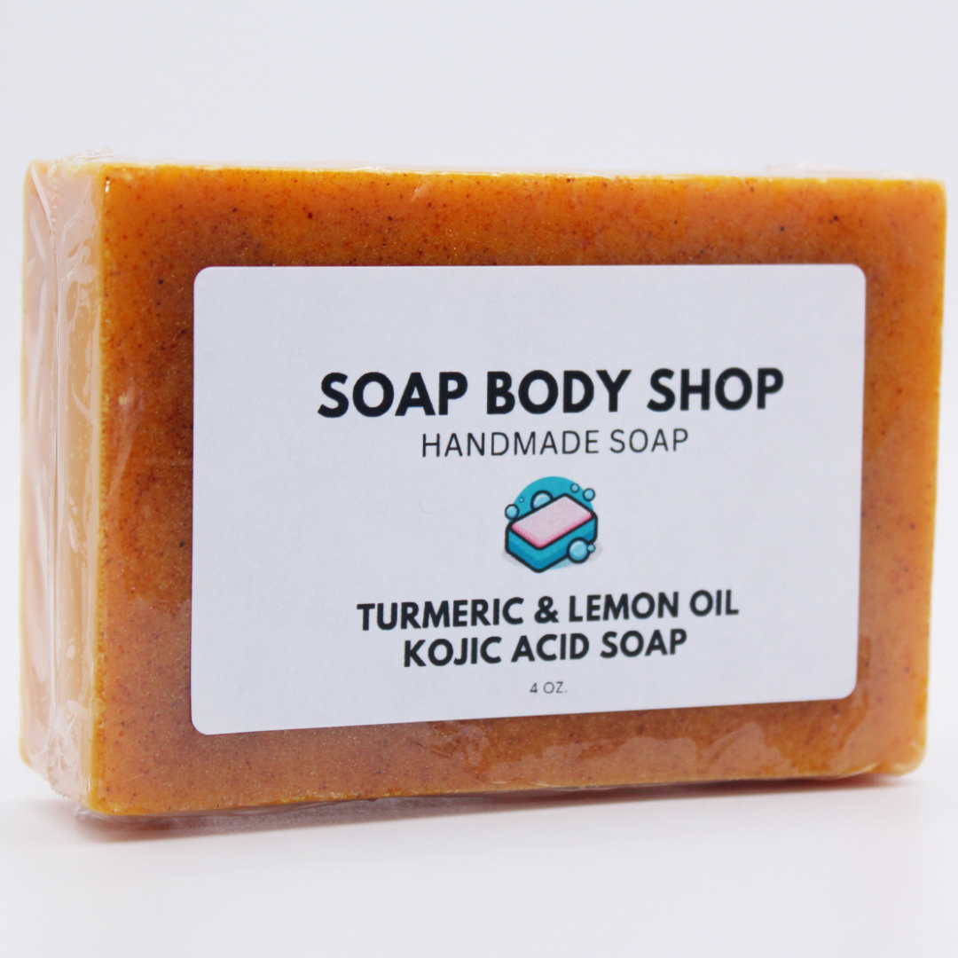 5-Piece Turmeric & Kojic Acid Body Wash + Soap Bar Set - 8oz Body Wash, 4oz Soap