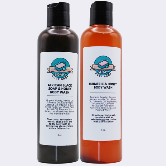 Honey Duo: Turmeric & Honey + African Black Soap & Honey - 8oz Each